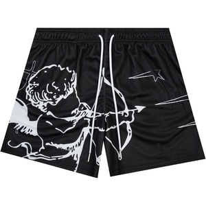 Shorts en maille pour homme personnalisés, respirants, en tissu torsadé, pour le basketball, la gym, design streetwear tendance - Product Image 3