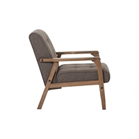 Canapé individuel moderne NUHOOM en chêne massif malaisien, rembourré en tissu, style mid-century, confortable, durable, avec dossier capitonné pour salon