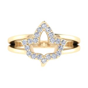 Yellow Gold Plated Leaf Crystal <b>Ring</b> Women Elegant Fashion Jewelry Statement <b>Ring</b> Gift Accessory Stylish Daily Wear - Product Image 5