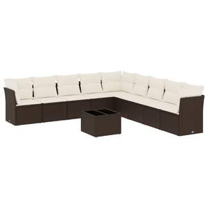 Conjunto de Sofás Modulares Grandes de Ratán Sintético Marrón para Jardín - Product Image 2