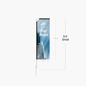 Bandera de Plumas de 8.5 Pies en Alquiler, Bandera Pequeña de Poliéster con Asta de Aluminio, Pancarta Publicitaria para Exteriores, Impresión Digital, Rectangular y Resistente - Product Image 1
