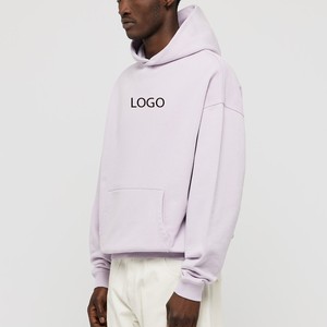 Sweat-shirts à capuche en molleton de coton lavande 500 GSM pour hommes, coupe oversize et épaules tombantes, personnalisables avec logo, style streetwear, production en gros - Product Image 2