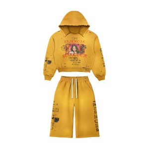 Conjunto de Sudadera con Capucha y Pantalones Deportivos de Felpa 100% Algodón, Estilo Urbano de Invierno, OEM/ODM, Personalizado con Lavado Ácido - Product Image 4