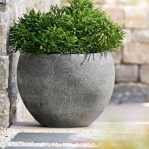 Waco 25 Pot rond en Fiberstone Grès Brun 25x25x19.5cm Petit pot de fleurs intérieur/extérieur résistant aux intempéries Vietnam - Product Image 2