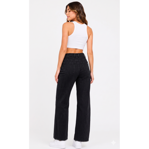 Pantalones Anchos de Mezclilla para Mujer, Tejido Transpirable con Bolsillos Utilitarios, Estilo Boyfriend, Corte Holgado, Talla XXS - Product Image 5