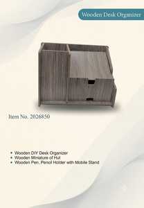 Wooden Office Desk Organizer for Pens, Cards & Accessories Elegant Wooden <b>Stationery</b> Organizer with Multi Storage Compartments - Product Image 2