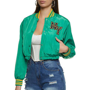 Article le plus vendu : Veste universitaire courte en satin pour femme, prix de gros, légère et respirante, faible MOQ - Product Image 2