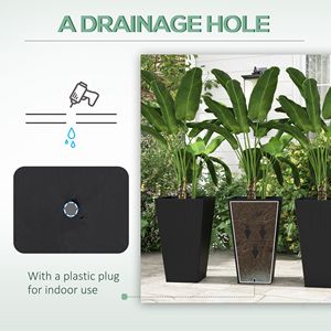 Set di 3 Fioriere Alte con Foro di Drenaggio, 60 cm, per Uso Esterno e Interno, Portico, Ingresso, Vasi per Fiori e Piante - Product Image 2