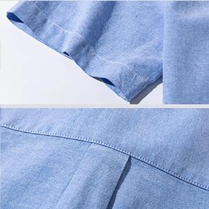 Nueva Camisa Oxford de Manga Corta para Hombre, Formal, 100% Algodón, Lisa, con Bolsillo Bordado, Corte Regular, Botones de Cuerno, Transpirable, para Verano - Product Image 4