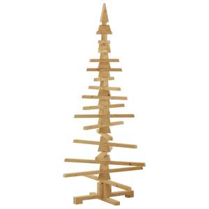 Sapin de Noël en bois de pin massif avec support, 59,06 pouces, brun, sapin de Noël en bois artisanal - Product Image 2