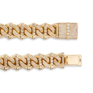 Cadena Cubana de Oro Amarillo de 10K con Diamantes Cultivados en Laboratorio de Corte Brillante Redondo, Diseño Único para Hombres - Product Image 3