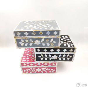 Creative Design Magnetic Closure Handmade Classic Elegant Vintage Luxury Jewelry <b>Storage</b> Box MDF Resin MOP Inlay Design Watches - Product Image 3