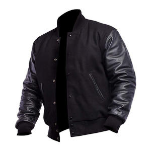 Chaqueta de Béisbol Varsity Clásica con Logotipo Personalizado, Resistente al Viento, para Hombre, Cuerpo de Lana, Mangas de Cuero PU, Estilo Universitario, Moda Urbana - Product Image 1