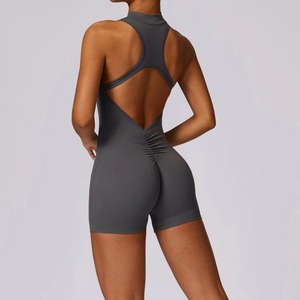 Summer Zipper <b>Workout</b> <b>Jumpsuit</b> Sports Overalls Women Gym Clothing Running Fitness Gym Tracksuit Women's Sets 2 piece set women - Product Image 2
