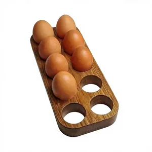 Wooden <b>Egg</b> Holder Tray Multi Hole Kitchen <b>Storage</b> Organizer <b>Egg</b> Rack Display Stand for 6 12 <b>Eggs</b> - Product Image 1