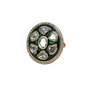 Fabricante y exportador de la India que vende anillos Polki a base de Plata de Ley 925 de calidad excepcional a precio de venta al por mayor - Product Image 1