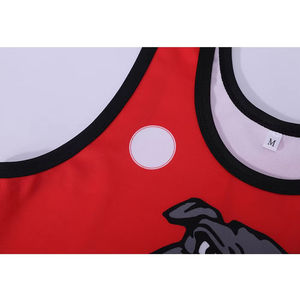 Débardeur de lutte rouge pour homme avec imprimé bouledogue, sublimé, anti-humidité, coupe ajustée, taille adulte - Product Image 5