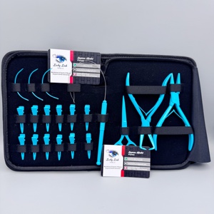 Kit d'outils professionnel pour extensions de cheveux couleur Teal Lucky Lash – Pinces à micro-anneaux en acier inoxydable, ciseaux, clips pour extensions de cheveux de qualité professionnelle - Product Image 5