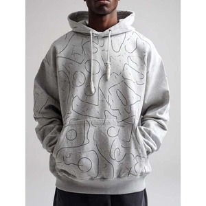 Sweat-shirts décontractés pour hommes en coton 100% avec poche avant, coupe classique, imprimé floral vert olive, logo personnalisé, vente en gros, tricotés pour l'hiver - Product Image 3