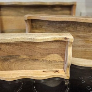 Handmade Natural Wooden Serving <b>Tray</b> Rectangle Wabi Sabi Design Unfinished Wood Tableware <b>Storage</b> <b>Tray</b> for Kitchen Home Office - Product Image 2