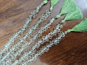 Cuentas de Amatista Verde Natural de Doble Punta Facetadas en Forma de Briolette, Hilo de 8 Pulgadas, Perforadas en el Centro, Piedras Preciosas Sueltas para Joyería - Product Image 6