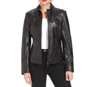High Quality Women Genuine Leather Jacket Style Crop Biker Type Genuine Lambskin Leather Jacket For Women's - Product Image 1