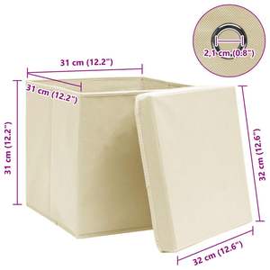 Juego de 10 Cajas de Almacenamiento Decorativas de Tela No Tejida Color Crema, 100% Poliéster - Product Image 6