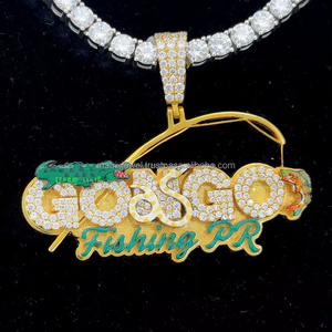 Colgante de letra de esmalte de cocodrilo, colgante de diamante VVS Moissanite helado personalizado, joyería de estilo Hip Hop en plata de ley 925 - Product Image 1