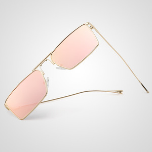 3301 New Arrival Personality Fashion Metal <b>Square</b> Double Bridge Shades Women Men <b>Sunglasses</b> Wholesale - Product Image 2