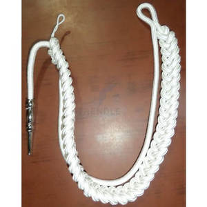 Cordón de hombro tipo aiguillette para uniforme, ecológico, hecho a mano, de nailon y algodón, plateado y dorado, con puntas metálicas doradas, en colores verde, azul cielo y con vetículas doradas. - Product Image 5