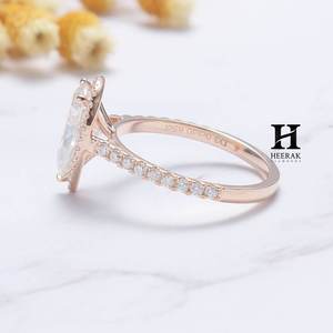 Anillo de Compromiso de Lujo con Doble Halo y Diamantes Cultivados en Laboratorio de Corte Redondo, Oro Rosa de 14K, Anillo Nupcial Brillante con Múltiples Piedras, Certificado - Product Image 4
