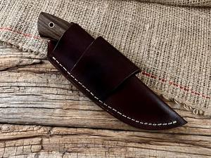 มีดสกินนิ่งแบบฟิกซ์เบลด EDC ผลิตตามสั่ง ด้ามไม้โรสวูด ปลอกหนัง OEM ฟูลแทงค์ มีดอเนกประสงค์ขนาดกะทัดรัดสำหรับตั้งแคมป์ - Product Image 6