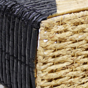 Two Tone <b>Black</b> Natural Water Hyacinth Woven Rectangular Storage Basket Organizer <b>Bin</b> with Cutout Handles - Product Image 6