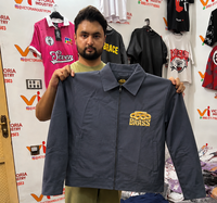 Veste de travail en toile de coton personnalisée pour homme, col chemise zippé, style décontracté pour mécanicien, impression sérigraphique, broderies, patchs, OEM