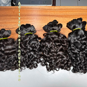 Extensions de cheveux humains indiens de qualité supérieure, mèches bouclées tendance, provenant d'un seul donneur, cuticules alignées - Product Image 1