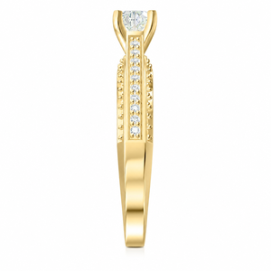 Solitaire Engagement Wedding Ring IGI Certified Cut Lab Grown Diamond 14K Yellow Gold Double <b>Row</b> Pave Setting OEM ODM Custom - Product Image 2