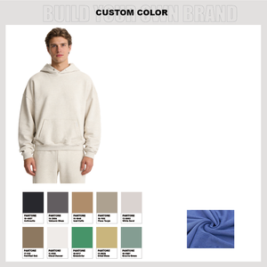 High Quality 500GSM 100% Cotton Boxy Oversized Hoodies Unisex Custom French Terry Streetwear Luxury Hooded Sweatshirt - Product Image 2