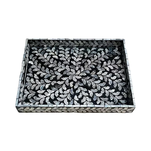 Plateau en nacre incrustée, plateau rond de service et de table basse par Barkha star - Product Image 4