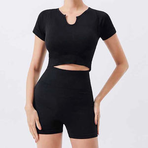 Conjunto de Shorts y Sujetador Deportivo de Yoga para Mujer, Transpirable, de Compresión, Secado Rápido, Elástico, con Espalda en V, Ropa Deportiva con Forro de Spandex - Product Image 6