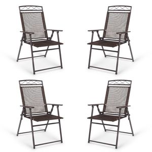 Ensemble de 4 chaises pliantes en acier pour patio, camping et terrasse - Product Image 1