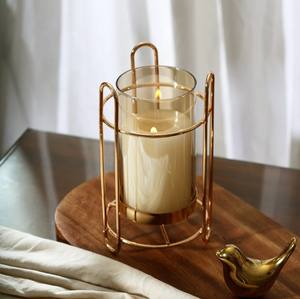 Portavelas de mesa artesanal de latón con alambre metálico y vidrio resistente al calor, ecológico, para decoración del hogar, estilo Empire - Product Image 2