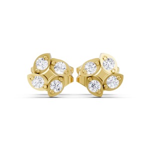 Boucles d'oreilles clous en or jaune avec diamants taille princesse pour femme, élégantes boucles d'oreilles carrées en diamant pour mariage et soirée - Grande Vente - Product Image 6