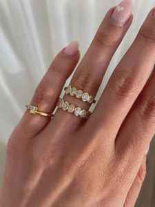 Bague demi-bague ovale empilable en diamant de laboratoire de qualité supérieure, or massif 14 carats, bijou de mariage ou de promesse raffiné pour votre partenaire - Product Image 6