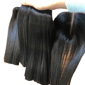 Luxury Virgin Vietnamese Silky <b>Black</b> Bone Straight Human Hair Extensions for Women <b>Lace</b> Front Wigs - Product Image 1