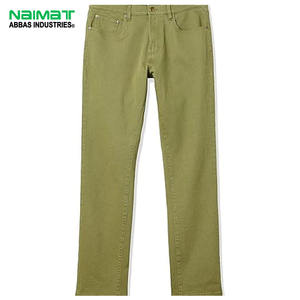 Pantalon cargo en denim vert olive pour homme de Naimat Abbas Industries, coupe slim, décontracté, léger, de haute qualité, en jean doux - Product Image 1