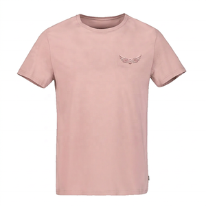 <b>Men's</b> Pink Short Sleeve T-Shirt Embossed Logo O-Neck Regular Fit Casual Jersey Cotton <b>Top</b> - Product Image 1
