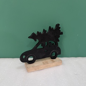 Escultura Navideña de Auto con Árbol en el Techo, Decoración de Mesa de Aluminio/Madera, Diseño Moderno de Figuras Animales para Sala de Estar - Product Image 1