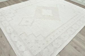 Alfombra Abstracta de Yute y Lana Hecha a Mano, Tejida a Mano, Ecológica y Apta para Mascotas, en Color Beige Marfil, para Sala de Estar y Dormitorio - Product Image 2