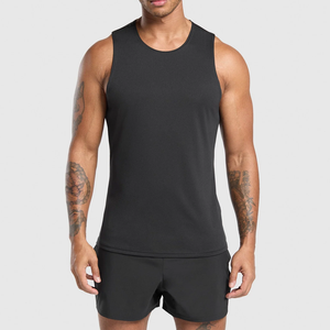 Débardeur sans manches noir pour homme, col rond, uni, respirant, en polyester tricoté, style sportif - Product Image 5