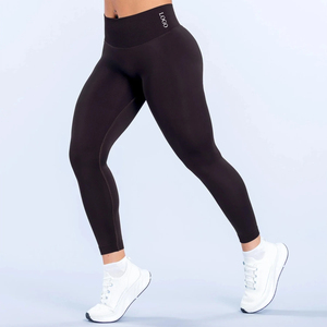 High Waist Solid Pink Yoga <b>Leggings</b> Full Length Seamless Four-Way Stretch Elastic Waist Quick Dry Spandex Women's - Product Image 4
